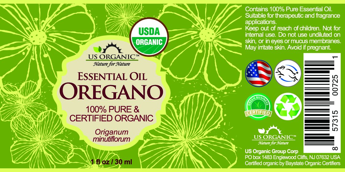 US Organic Oregano Essential Oil 30ml bottle side view