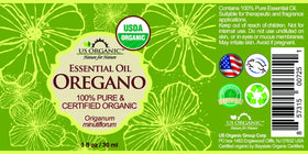 US Organic Oregano Essential Oil 30ml bottle side view