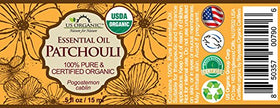US Organic Patchouli Essential Oil 15ml bottle with dropper