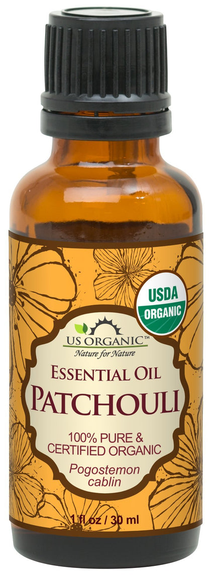 US Organic Patchouli Essential Oil 30ml bottle front view