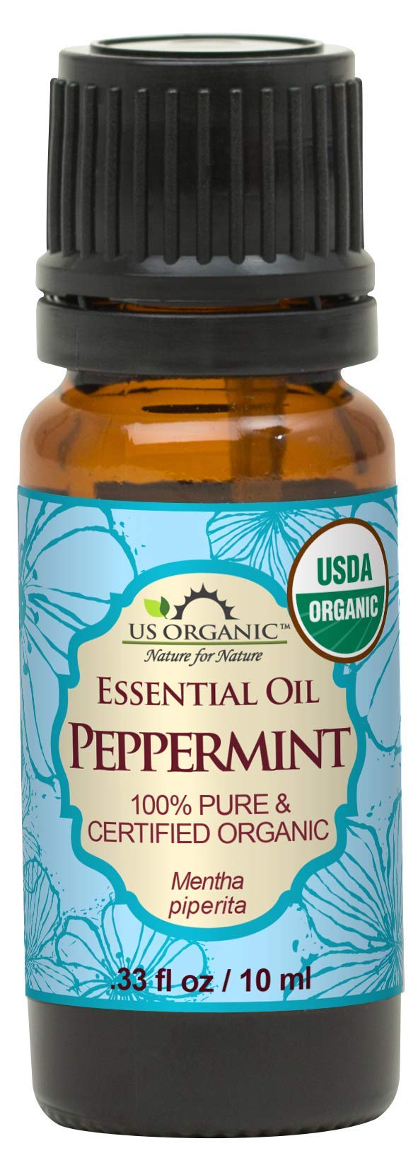 US Organic Peppermint Essential Oil 10ml bottle front view