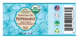 US Organic Peppermint Essential Oil 10ml bottle with dropper