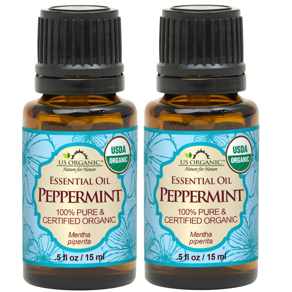 US Organic Peppermint Essential Oil 15 ml pack of 2 bottles