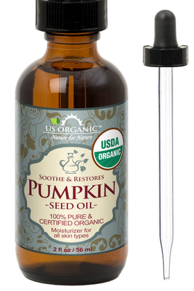 US Organic Pumpkin Seed Oil 2 oz amber glass bottle with eyedropper