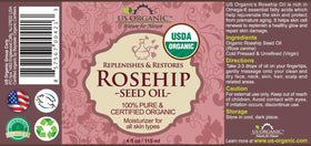 US Organic Rosehip Seed Oil 4 oz amber glass bottle with glass eyedropper