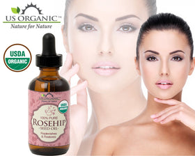 US Organic Rosehip Seed Oil label close-up