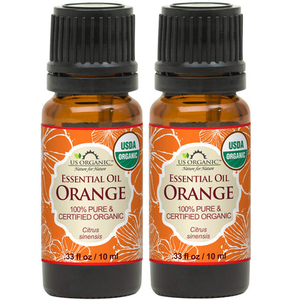 US Organic Sweet Orange Essential Oil 10ml pack of 2 front view
