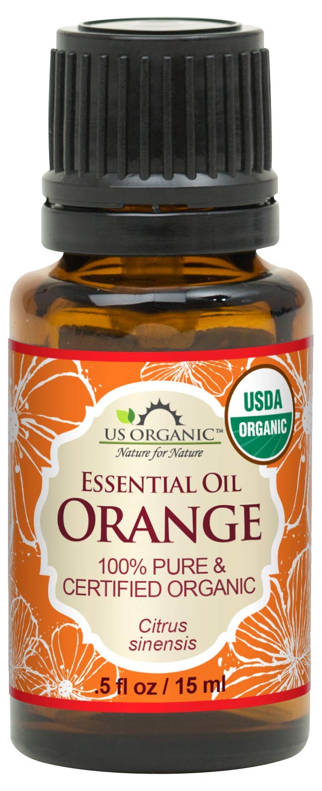 US Organic Sweet Orange Essential Oil 15 ml front view