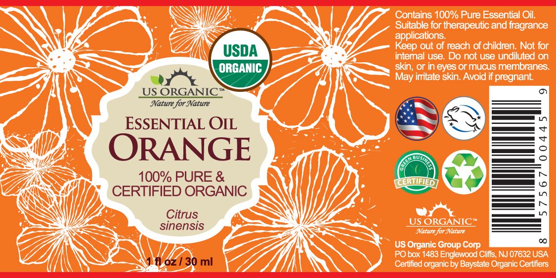 US Organic Sweet Orange Essential Oil bottle side view
