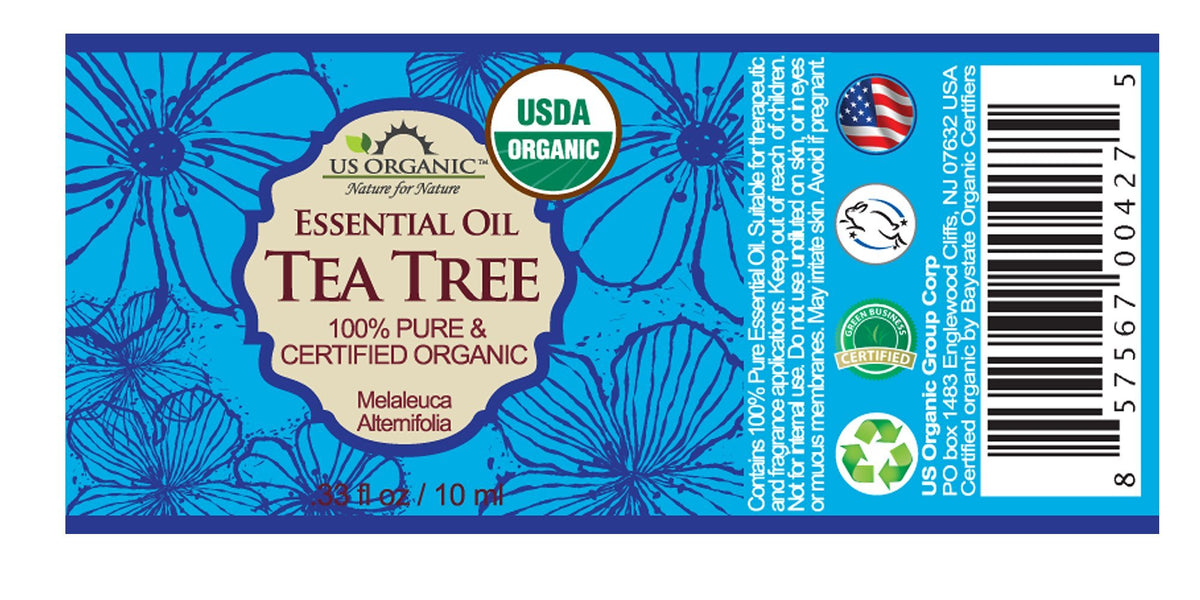 US Organic Tea Tree Essential Oil 10ml side view