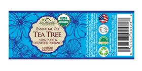 US Organic Tea Tree Essential Oil back view with label details