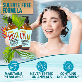 Usage of PURE NATURE LUX SPA Biotin Shampoo and Conditioner in a bathroom