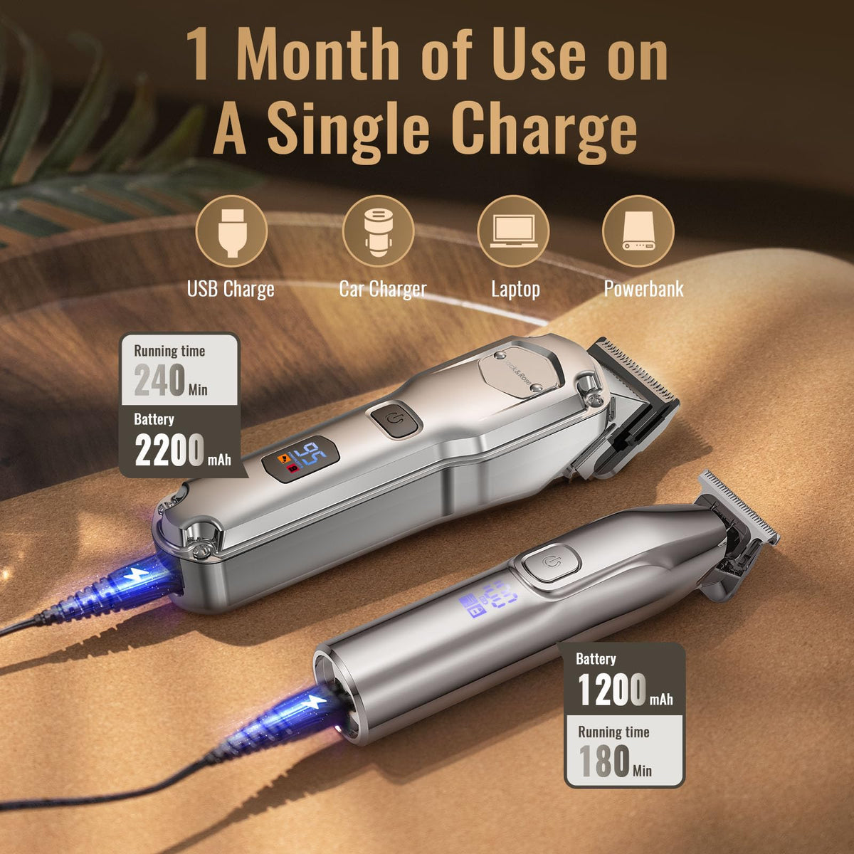 USB cables for charging the hair clippers