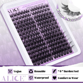 User applying ALICE lashes with precision tweezers