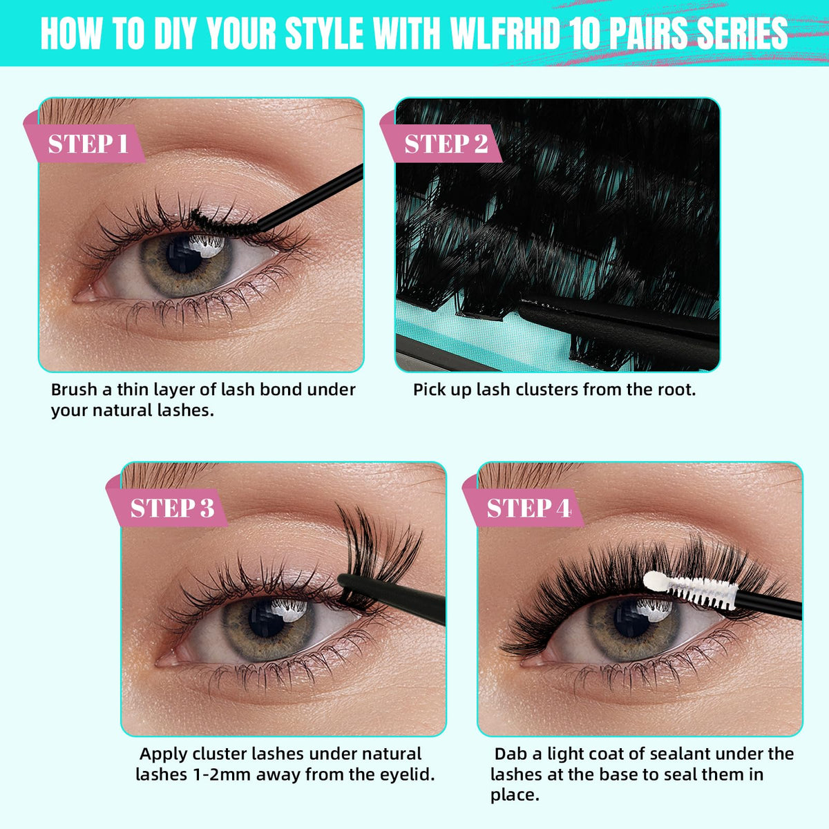 User applying AMZGIRL LASH Fluffy Lash Clusters at home