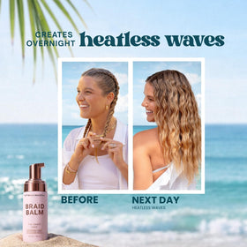 User applying Beachwaver Braid Balm to hair