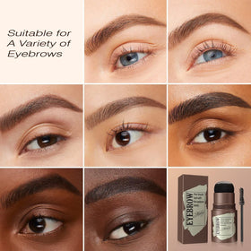 User applying eyebrow stamp for natural look