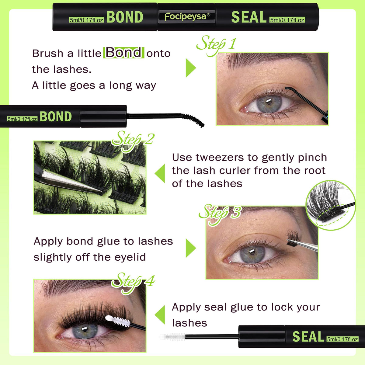 User applying Focipeysa Lash Clusters at home