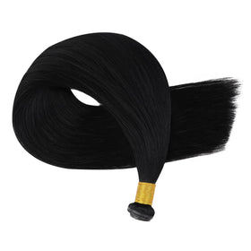 User applying Full Shine Genius Weft Hair Extensions
