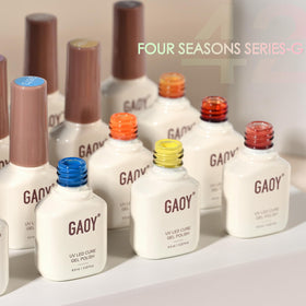 User applying GAOY gel polish under UV light