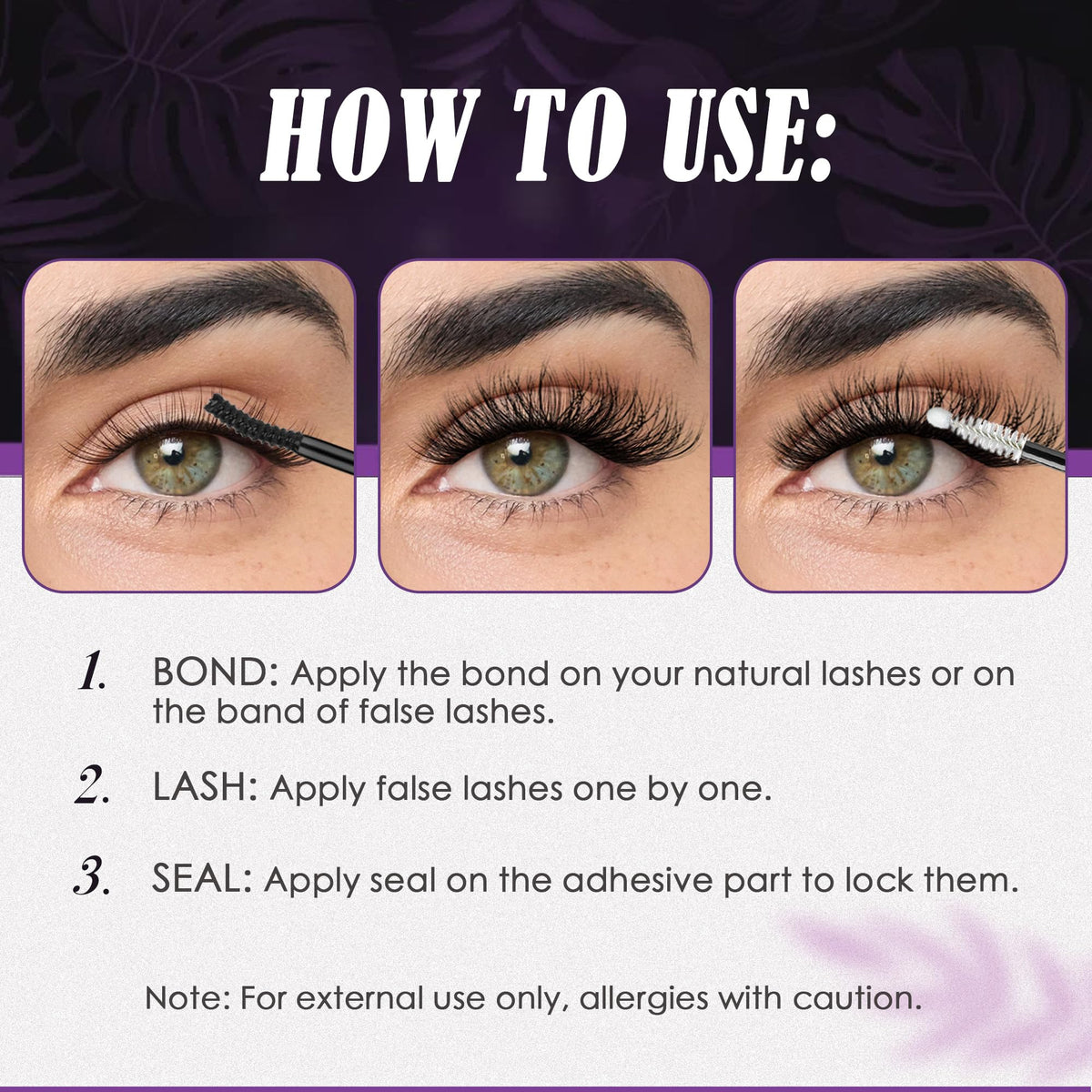 User applying GAQQI Lash Cluster Glue on eyelashes