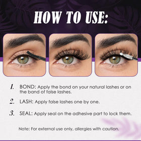 User applying GAQQI Lash Cluster Glue on eyelashes