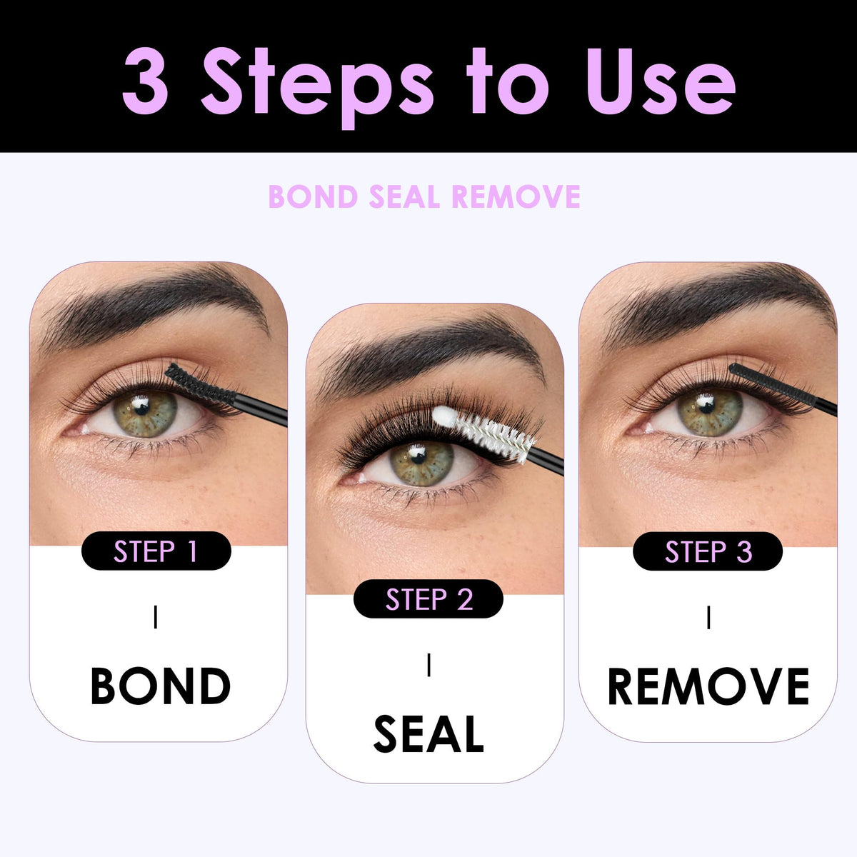 User applying GAQQI lash glue for false eyelashes