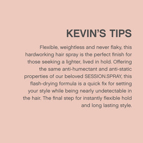 User applying KEVIN.MURPHY SESSION.SPRAY FLEX to hair