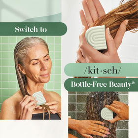 User applying Kitsch Rosemary & Biotin Conditioner Bar