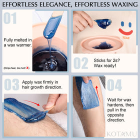 User applying KOTAMU wax on leg for hair removal