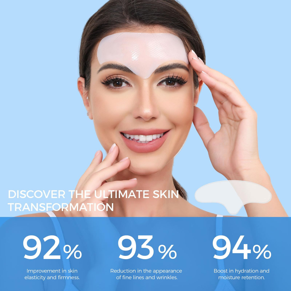 User applying Okela Forehead Wrinkle Patch at night