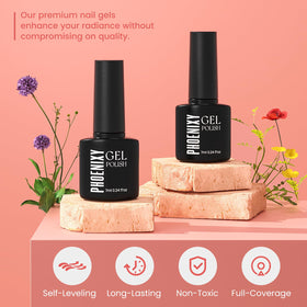 User applying phoenixy gel nail polish at home