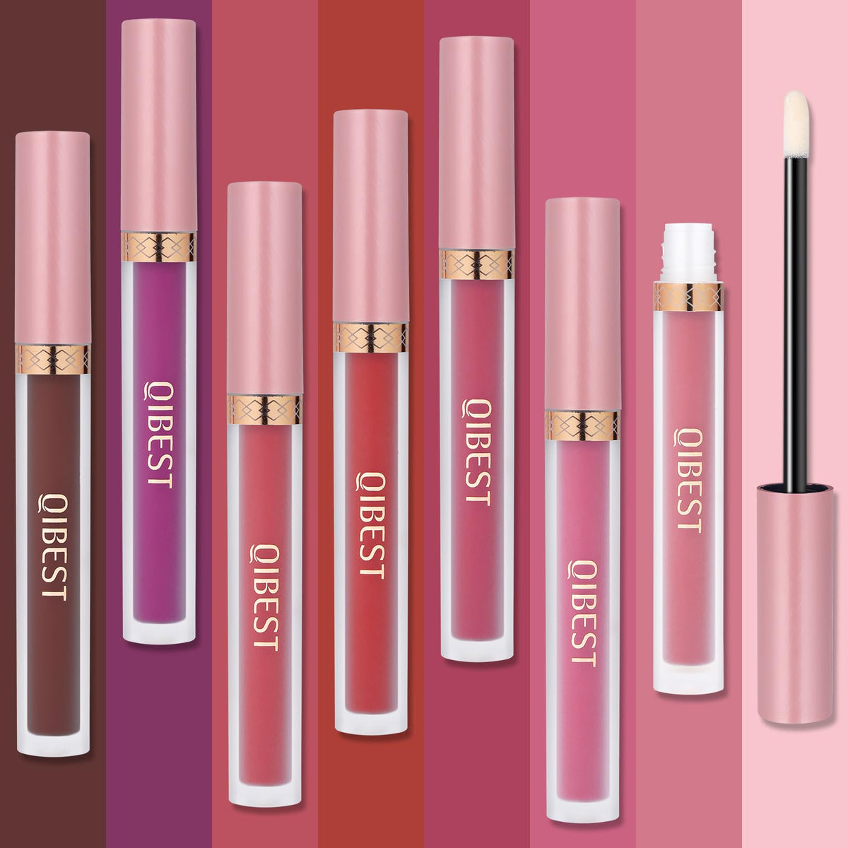User applying QiBest lipstick in a beauty routine