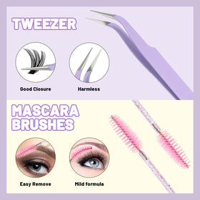 User applying QUAFFLY cluster lashes with tweezers