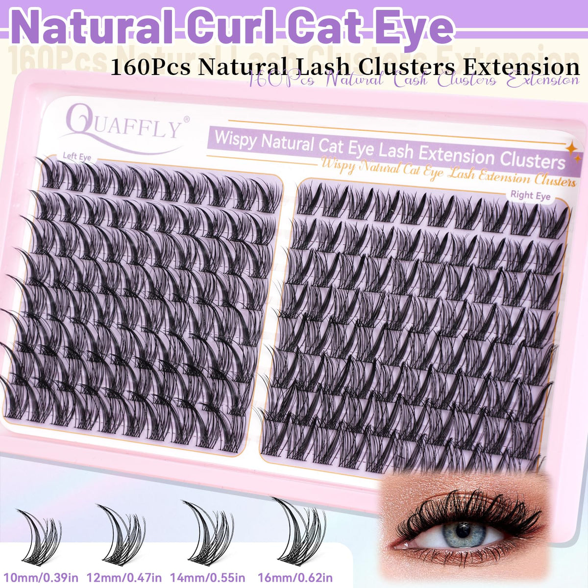 User applying QUAFFLY false lashes with tweezers