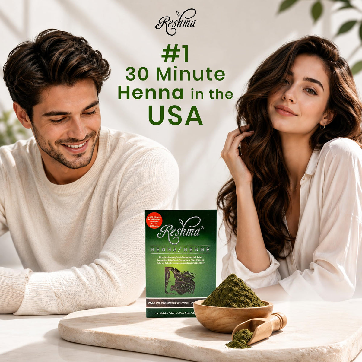 User applying Reshma Beauty henna to hair