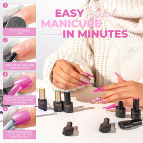 User applying ROSALIND gel nail polish at home