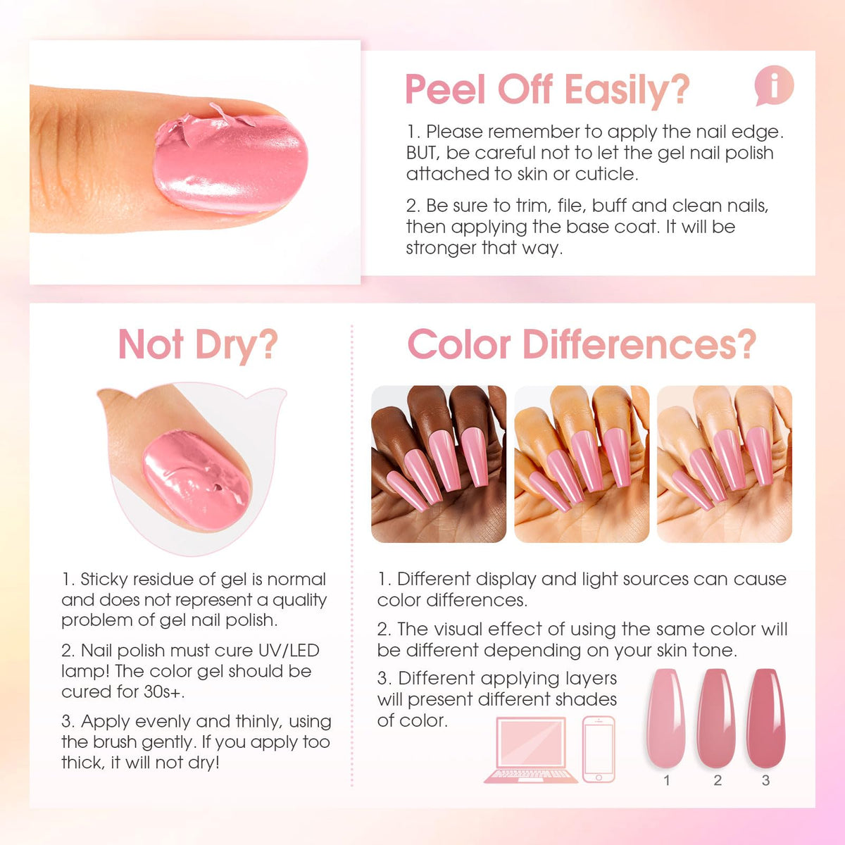User applying ROSALIND gel polish with base and top coats