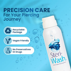User applying STERI - WASH Aftercare Piercing Spray
