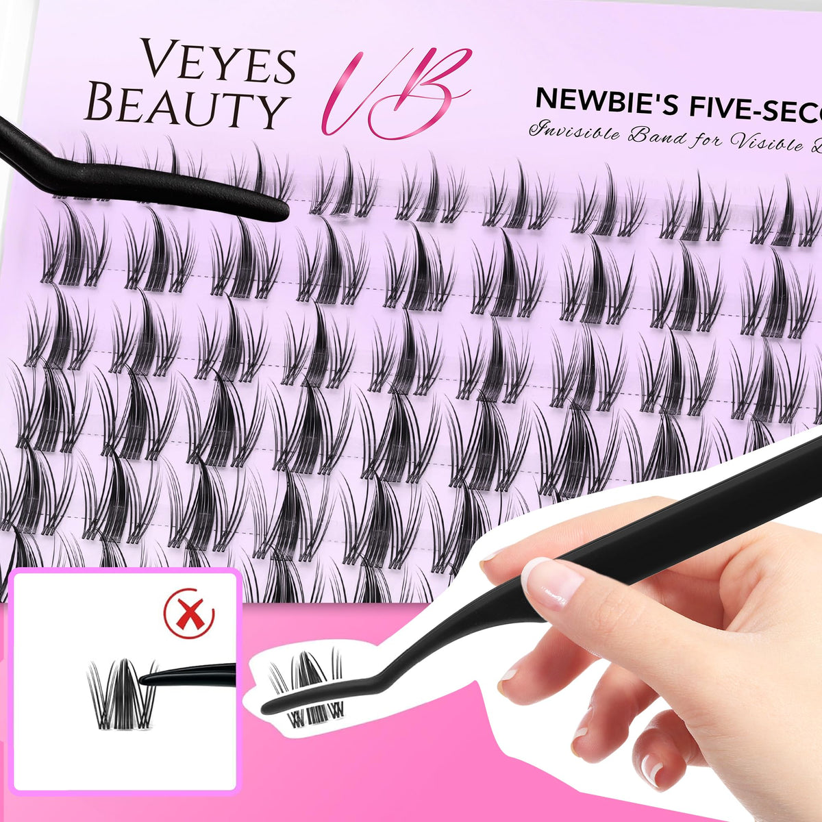 User applying VEYESBEAUTY lash clusters