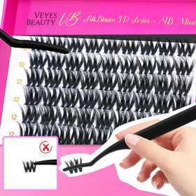 User applying VEYESBEAUTY Lash Clusters with applicator tool