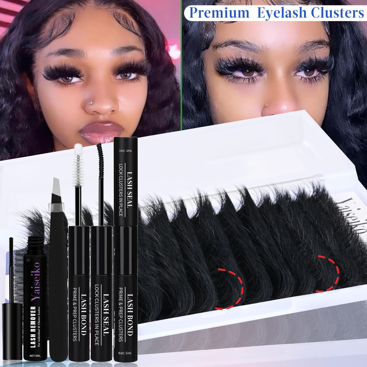 User applying Yaiseiko Mega Lash Clusters for a natural look