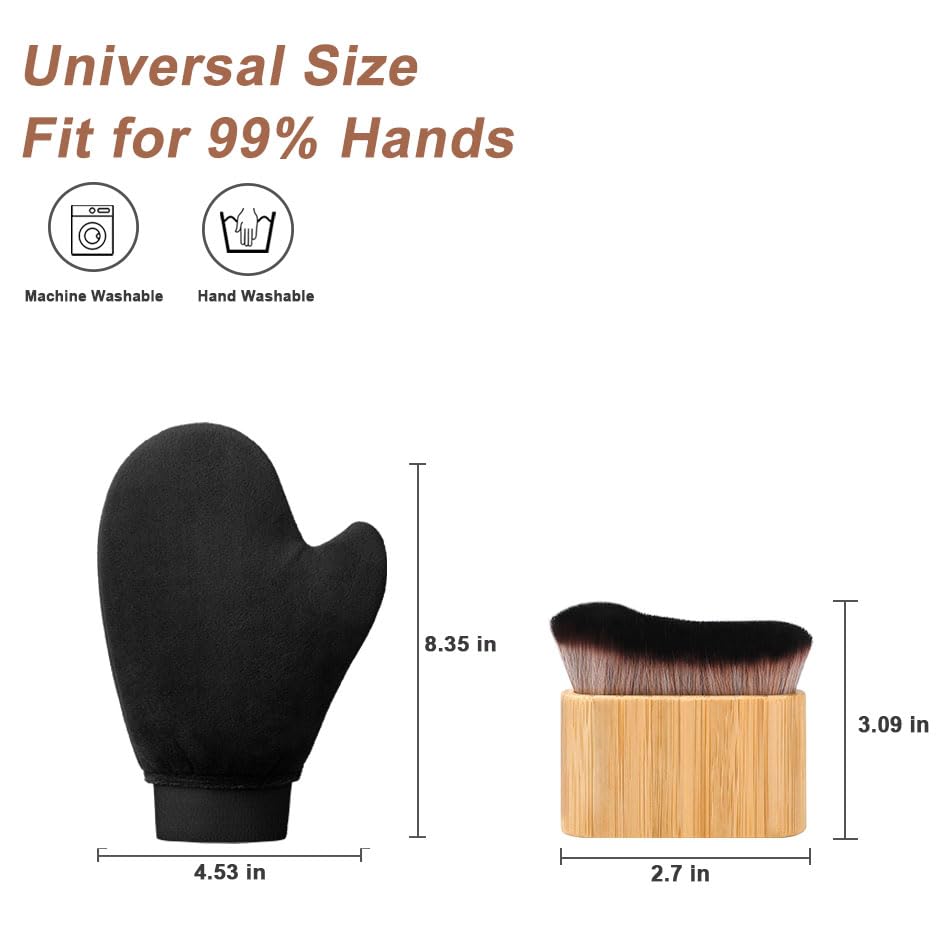 User cleaning EVYTTA tanning mitt under warm water