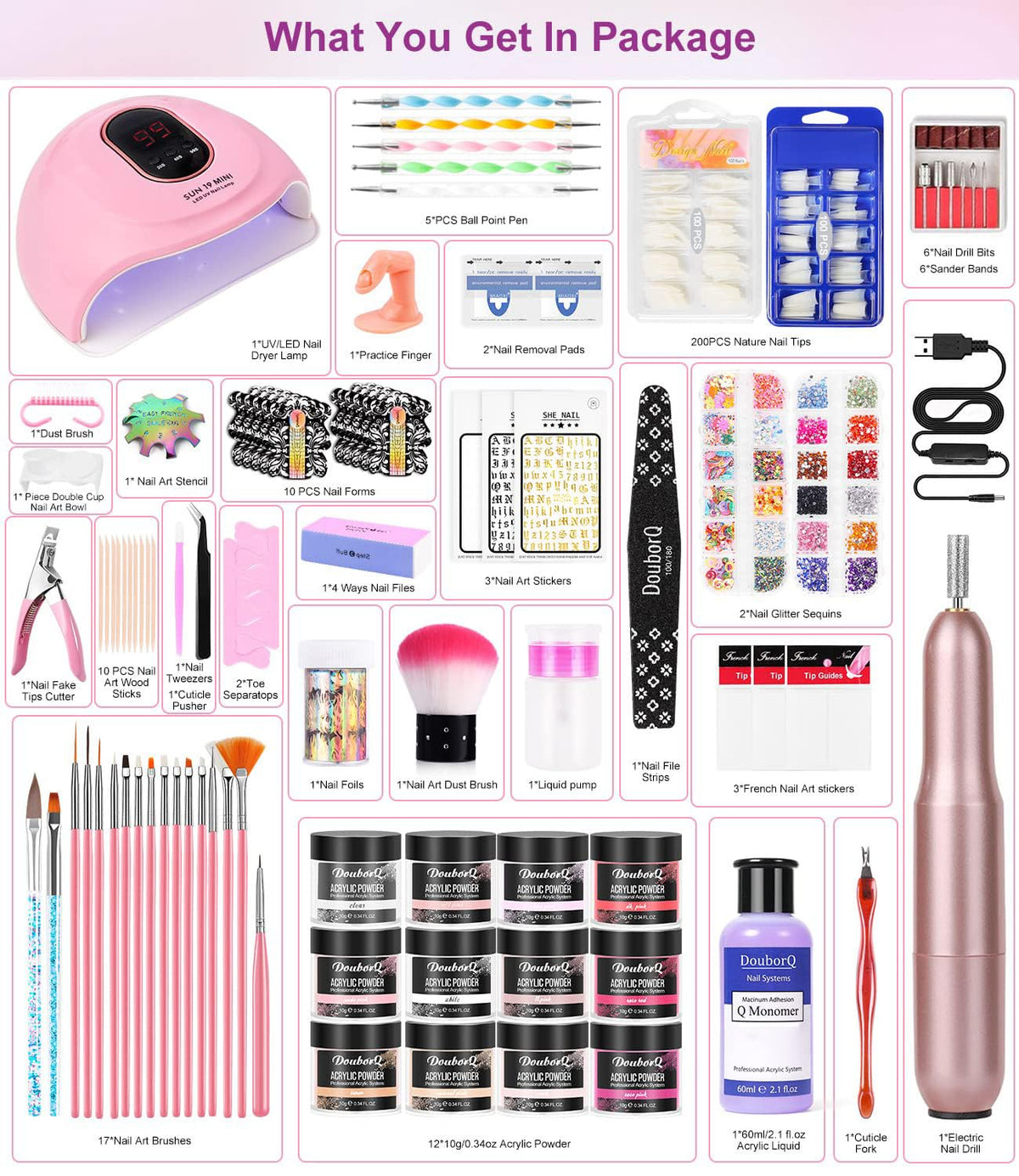 User demonstrating nail art with DouborQ Acrylic Nail Kit