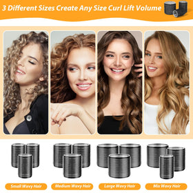 User demonstrating Qinzave self grip curlers in hair