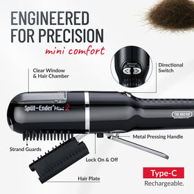 User demonstrating Split-Ender Mini 2 on long hair