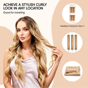 User demonstrating the Togayu velvet curlers in hair for overnight styling