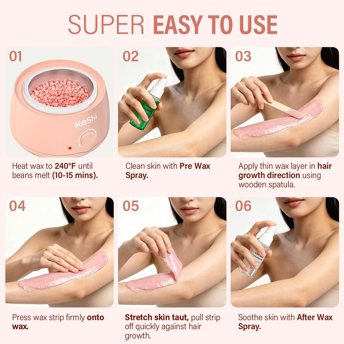 User-friendly guide for using KeShi Waxing Kit