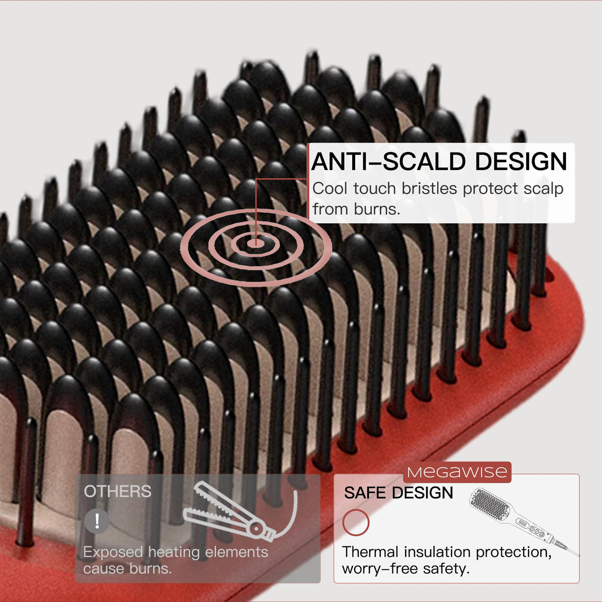 User holding MEGAWISE Hair Straightener Brush Pro while styling
