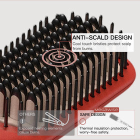 User holding MEGAWISE Hair Straightener Brush Pro while styling